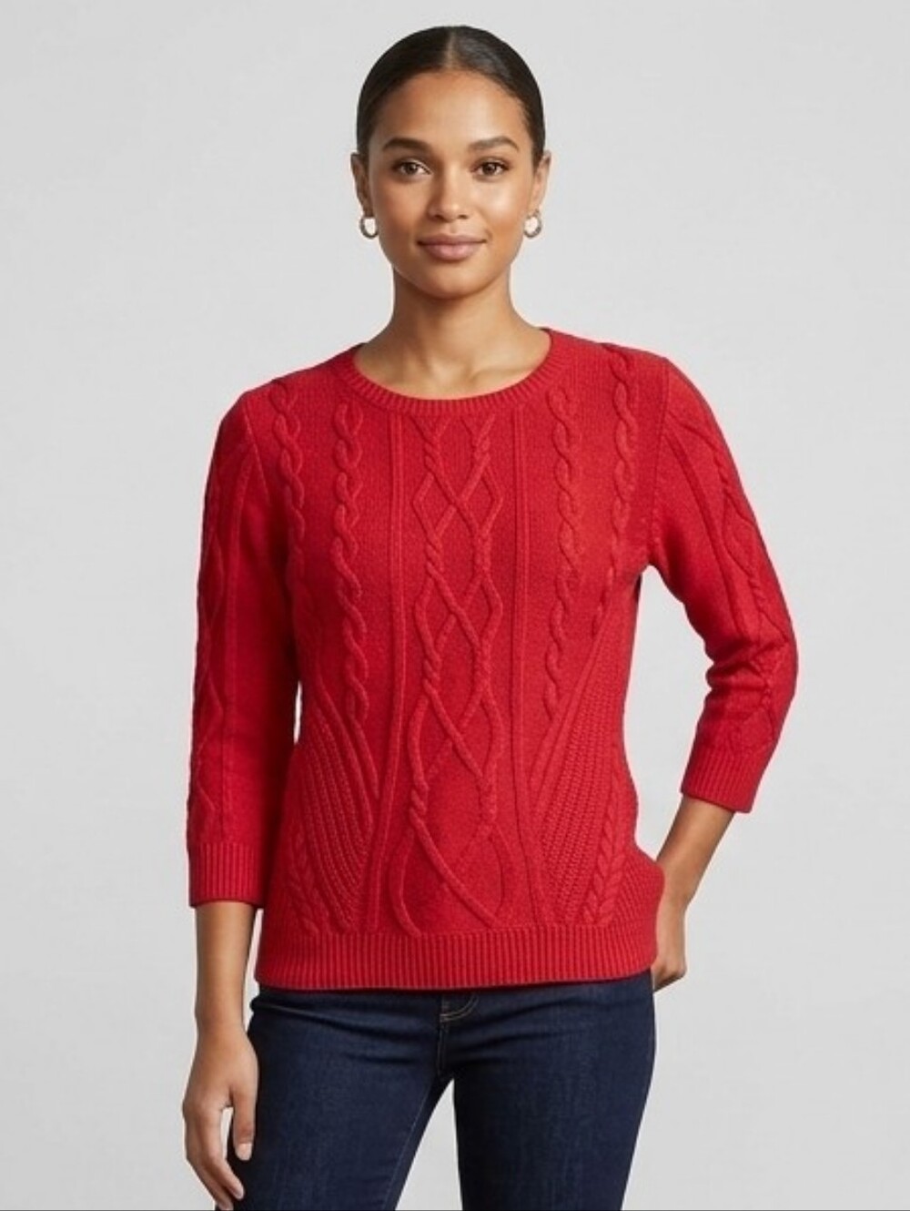 ANN TAYLOR Fisherman Sweater Wool Blend